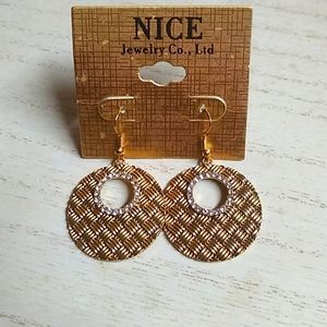 😻 3 For $15 Golden Patterned Bling Disk Dangles